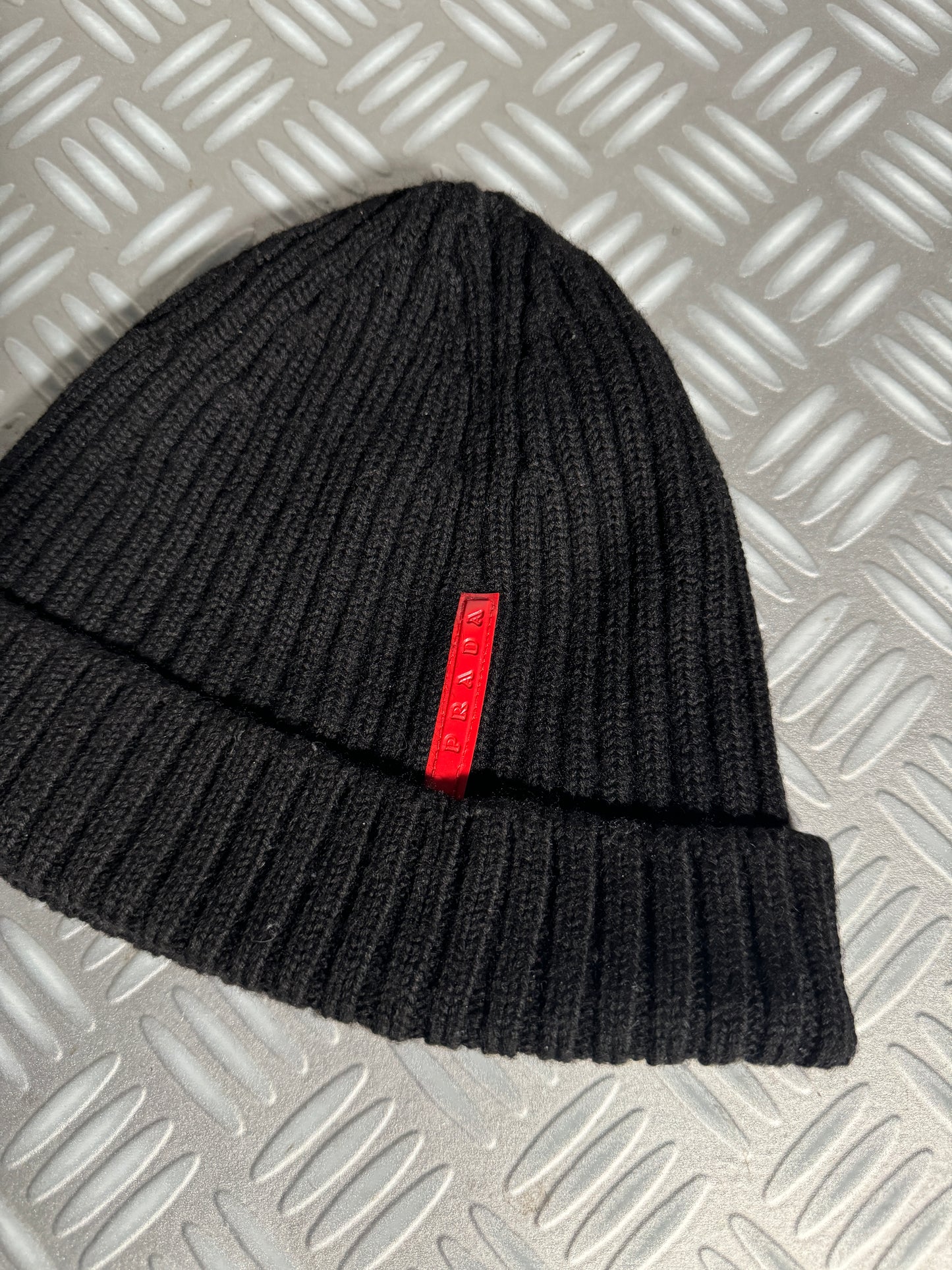 Early 2000's Prada Sport Jet Black Knitted Beanie