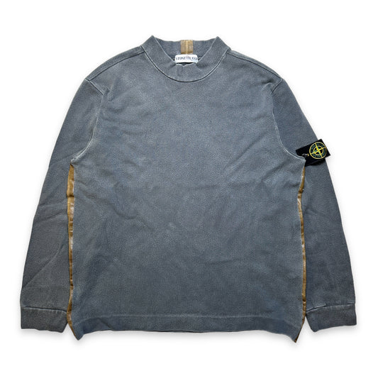 Stone Island Washed Grey Taped Crewneck du début des années 2000 - Extra Large