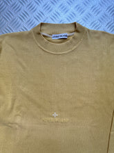 画像をギャラリービューアに読み込む, Late 1990&#39;s Stone Island Mustard Yellow Ribbed Cotton Spellout Crewneck - Large