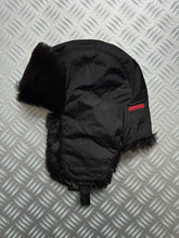 画像をギャラリービューアに読み込む, Early 2000&#39;s Prada Sport Jet Black Fur Lined Flight Cap