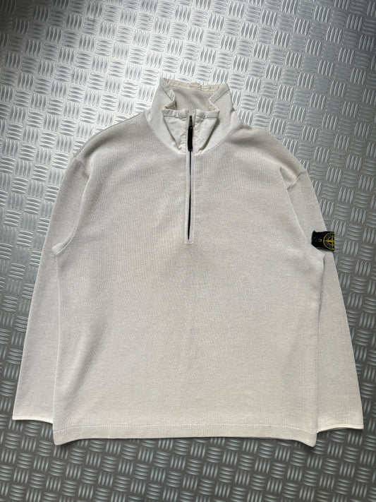 Late 1990's Stone Island Ribbed Cotton 1/4 Zip - Extra Large