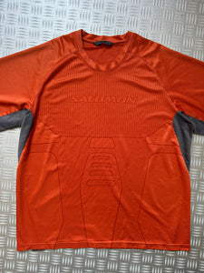 Early 2000's Salomon Bright Orange Futuristic Graphic Tee - Extra Large