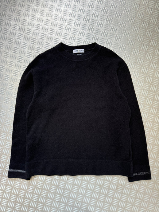 Early 2000's Stone Island Cuff Spellout Knitted Crewneck - Large