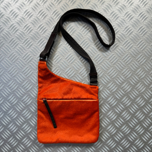 Early 2000's Prada Mainline Bright Orange Dyed Fur Side Bag
