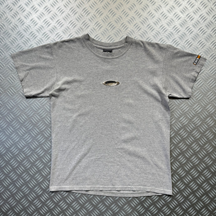 Early 2000's Oakley Grey Graphic Tee - Medium & Large
