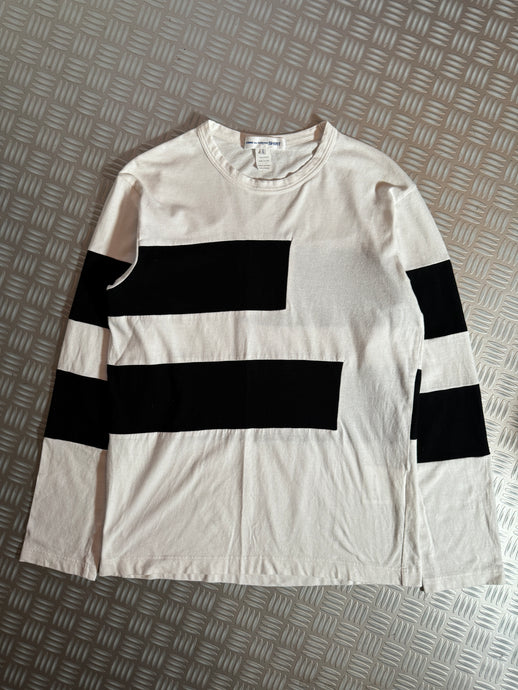 Early 2000's Comme Des Garcons SHIRT Striped Panel Longsleeve T-Shirt - Small / Medium