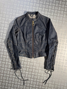 Early 2000'a Prada Sport Cropped Lace Denim Jacket - Womens 6-8