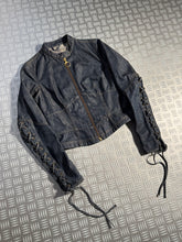 Load image into Gallery viewer, Early 2000&#39;a Prada Sport Cropped Lace Denim Jacket