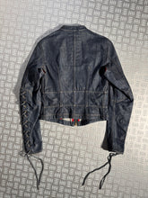 Load image into Gallery viewer, Early 2000&#39;a Prada Sport Cropped Lace Denim Jacket