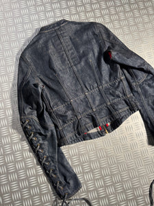 Early 2000'a Prada Sport Cropped Lace Denim Jacket - Womens 6-8