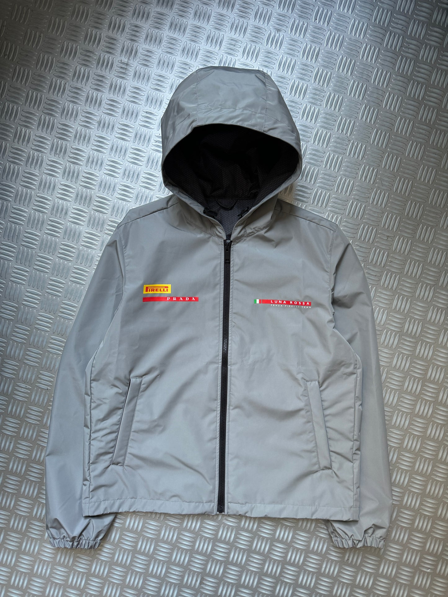Prada Luna Rossa Metallic Grey Waterproof Shell Jacket - Small & Large