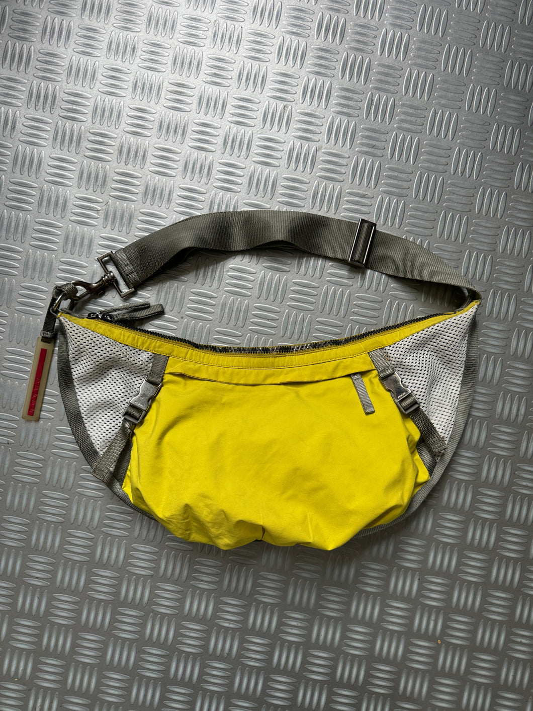 Early 2000's Prada Sport Bright Yellow Mesh Cross Body Sling Bag