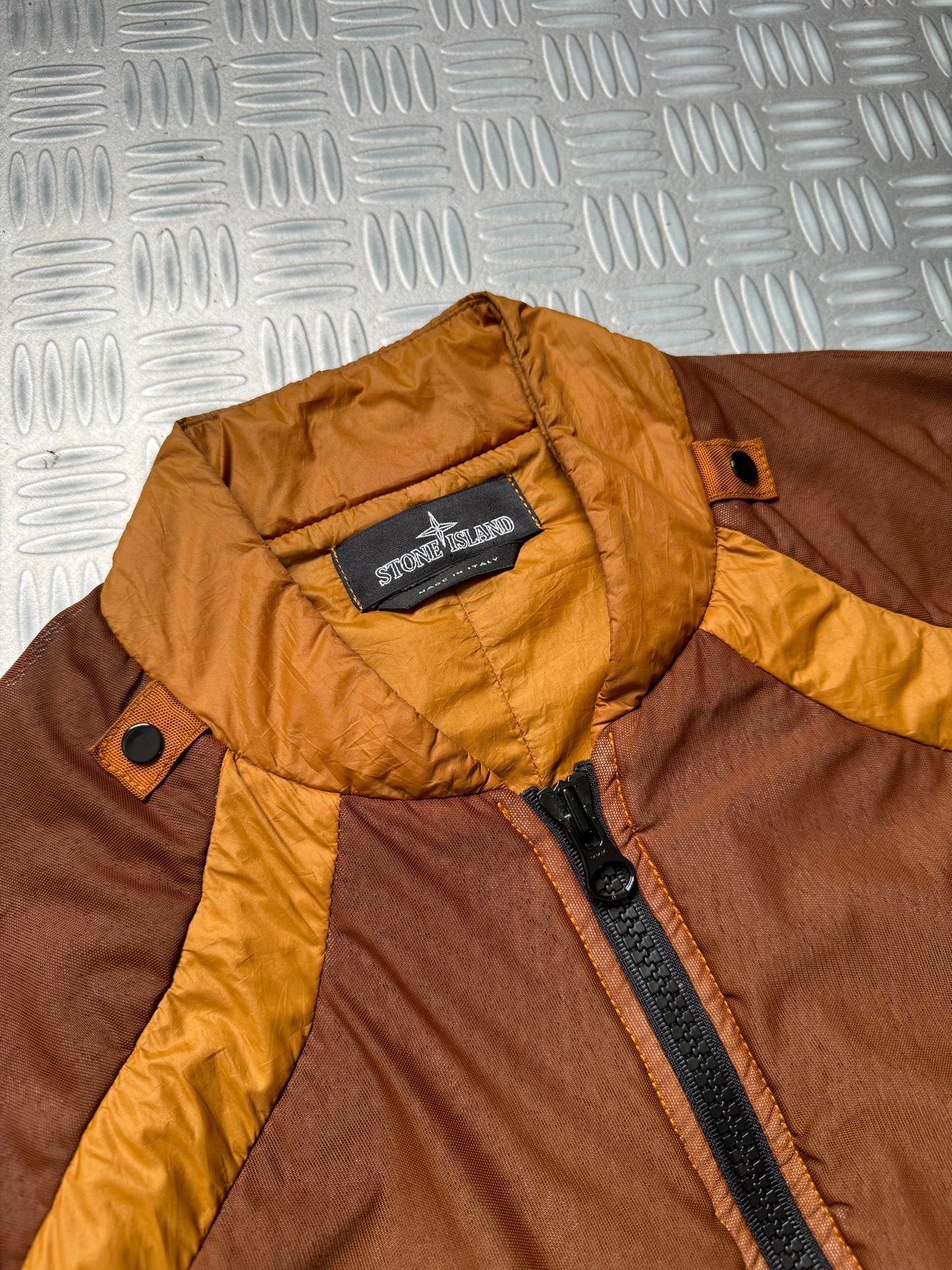 Stone Island Shadow Project Burnt Orange Outer Honeycomb Mesh Layer Panelled Jacket