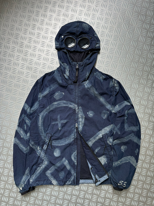 CP Company 1/500 Hand Painted Indigo 50 Hooded Goggle Jacket - Large