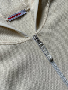 Early 2000's Prada Sport Cream Knitted Zip Hoodie - Womens 8