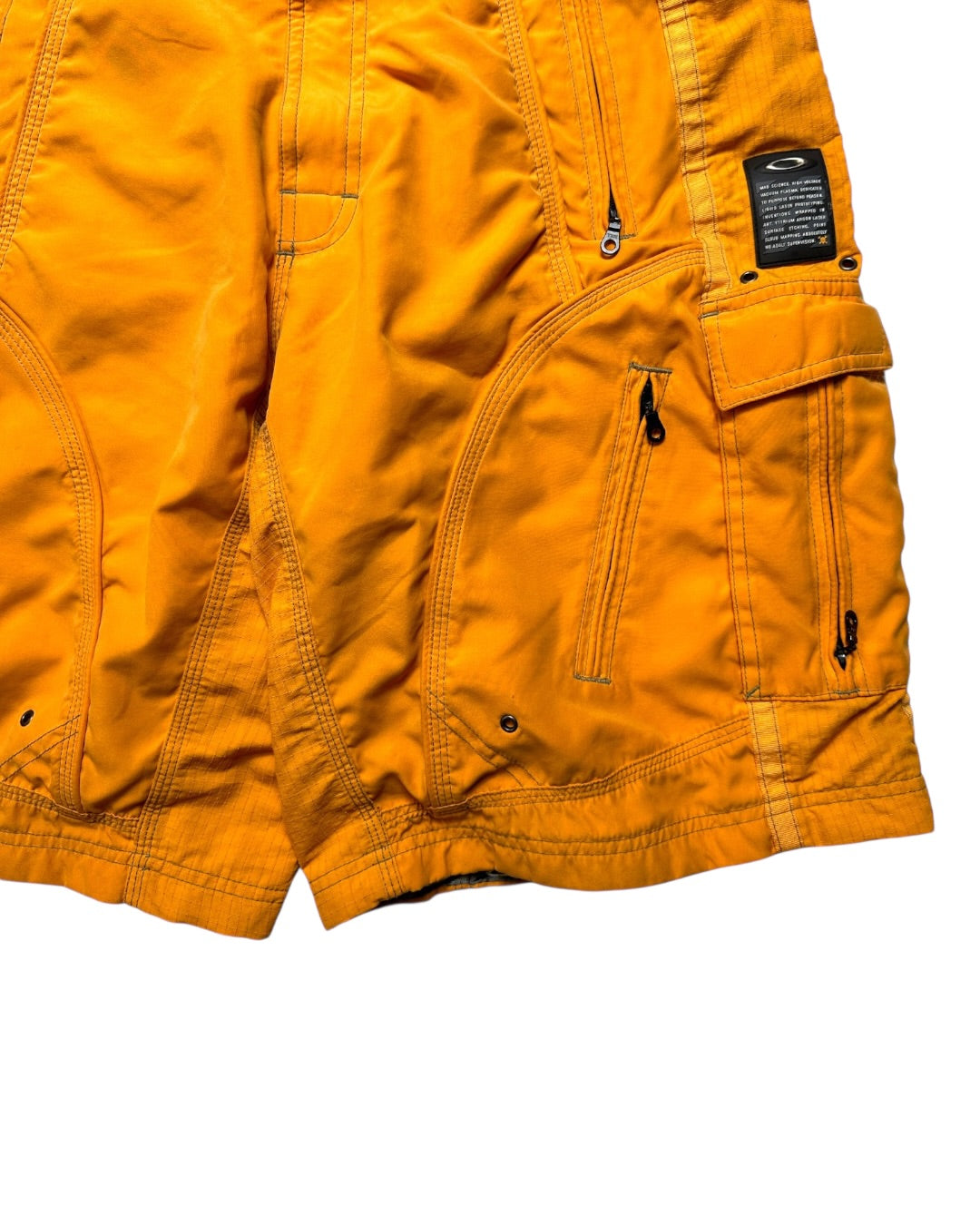 Early 2000's Oakley Software Bright Orange Multi Pocket Cargo Shorts