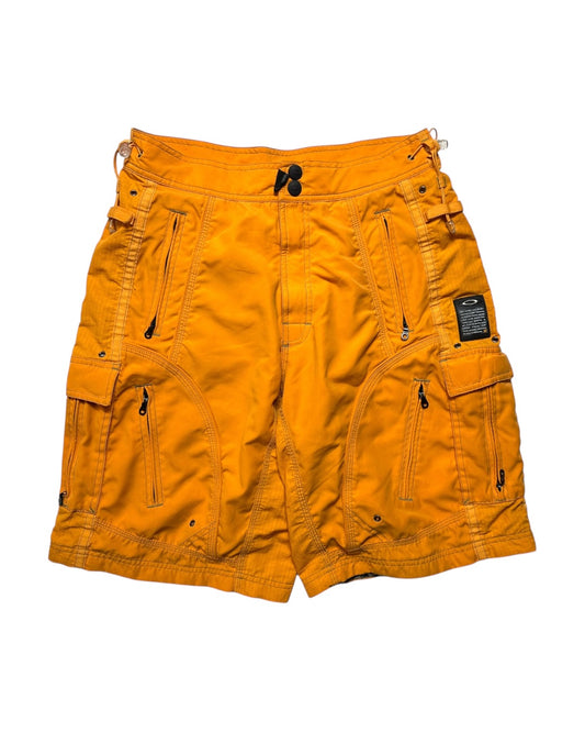 Early 2000's Oakley Software Bright Orange Multi Pocket Cargo Shorts