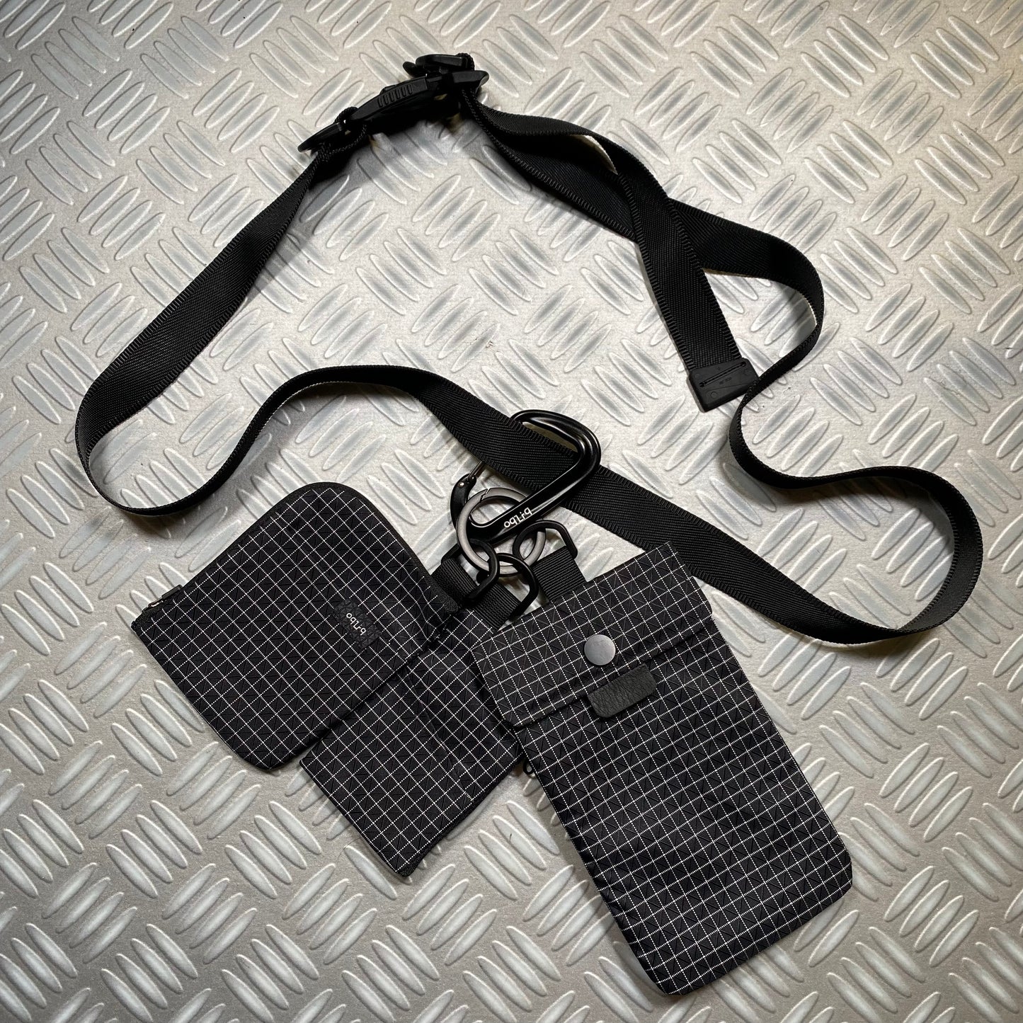 Korean Grid-Check Utility Trio Bag