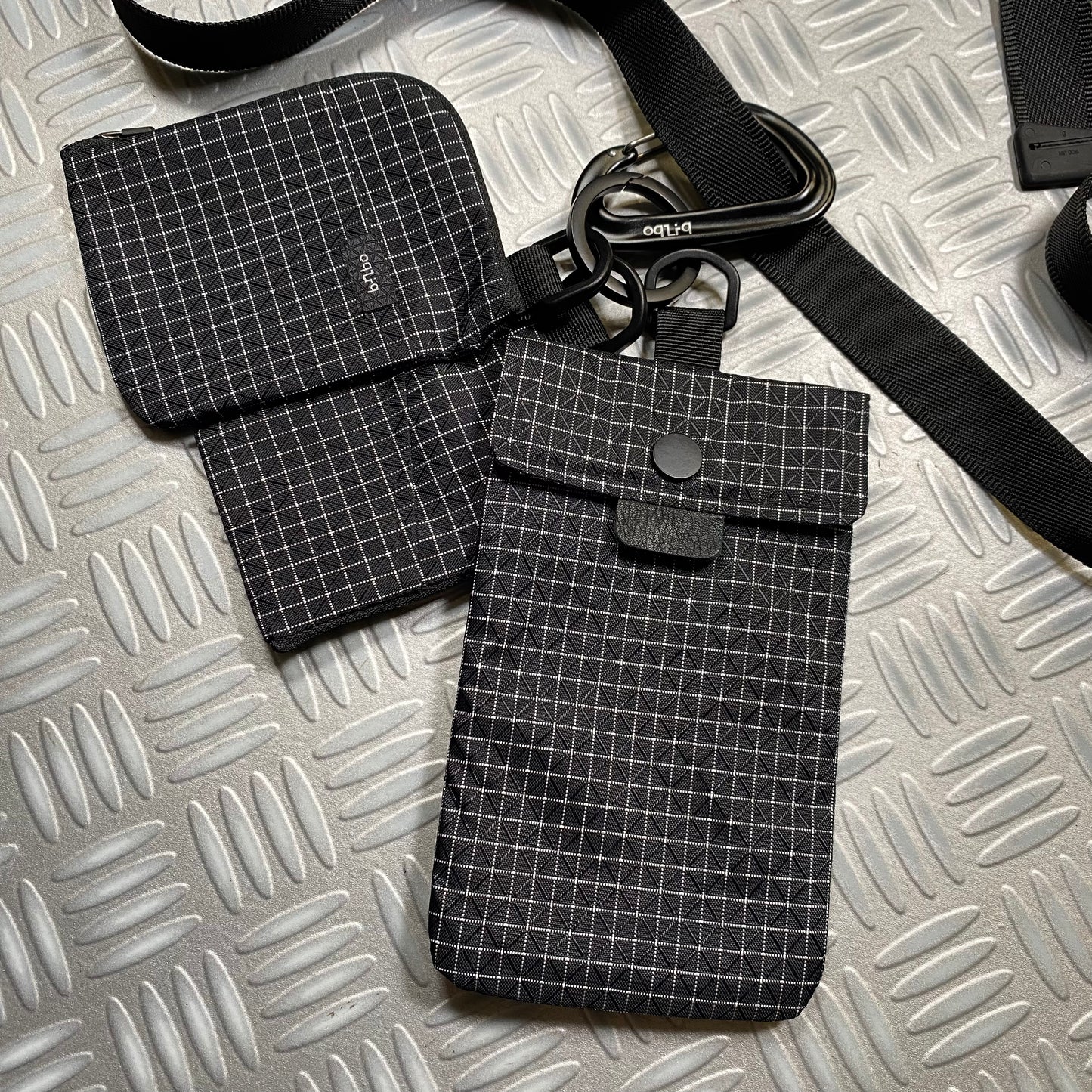 Korean Grid-Check Utility Trio Bag