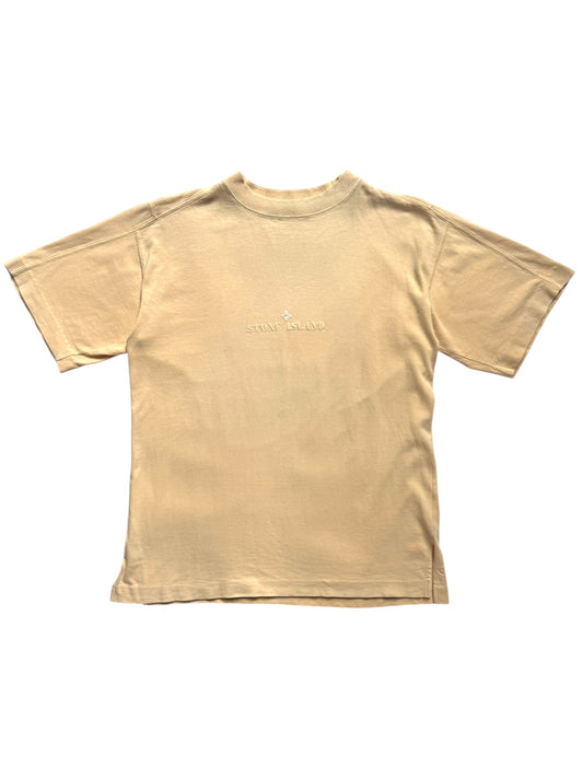 1990's Stone Island Light Yellow Spellout Tee