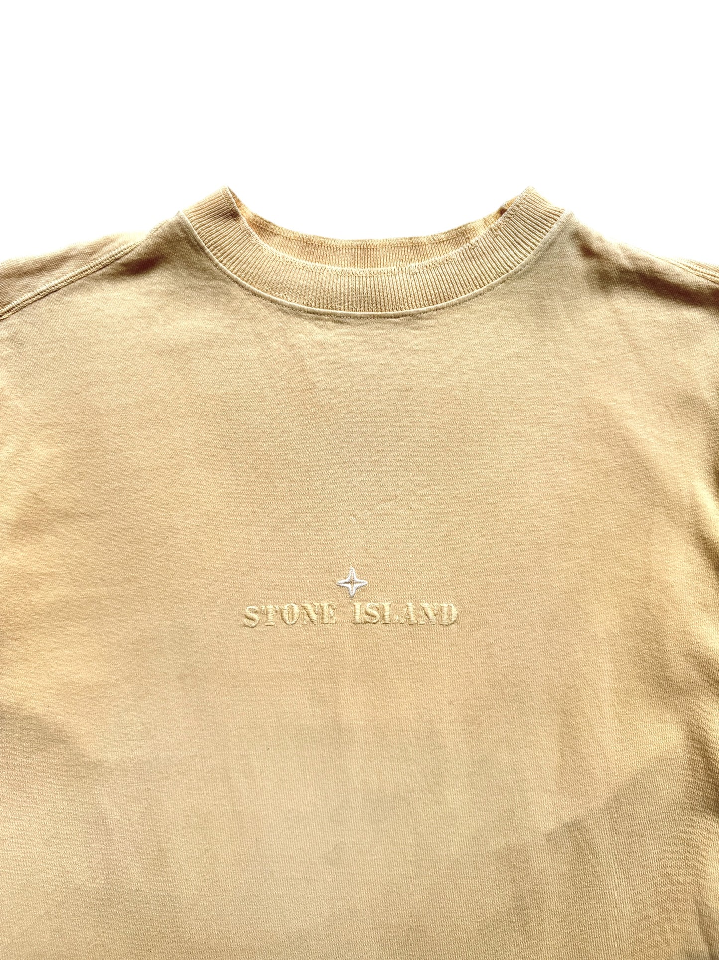 1990's Stone Island Light Yellow Spellout Tee