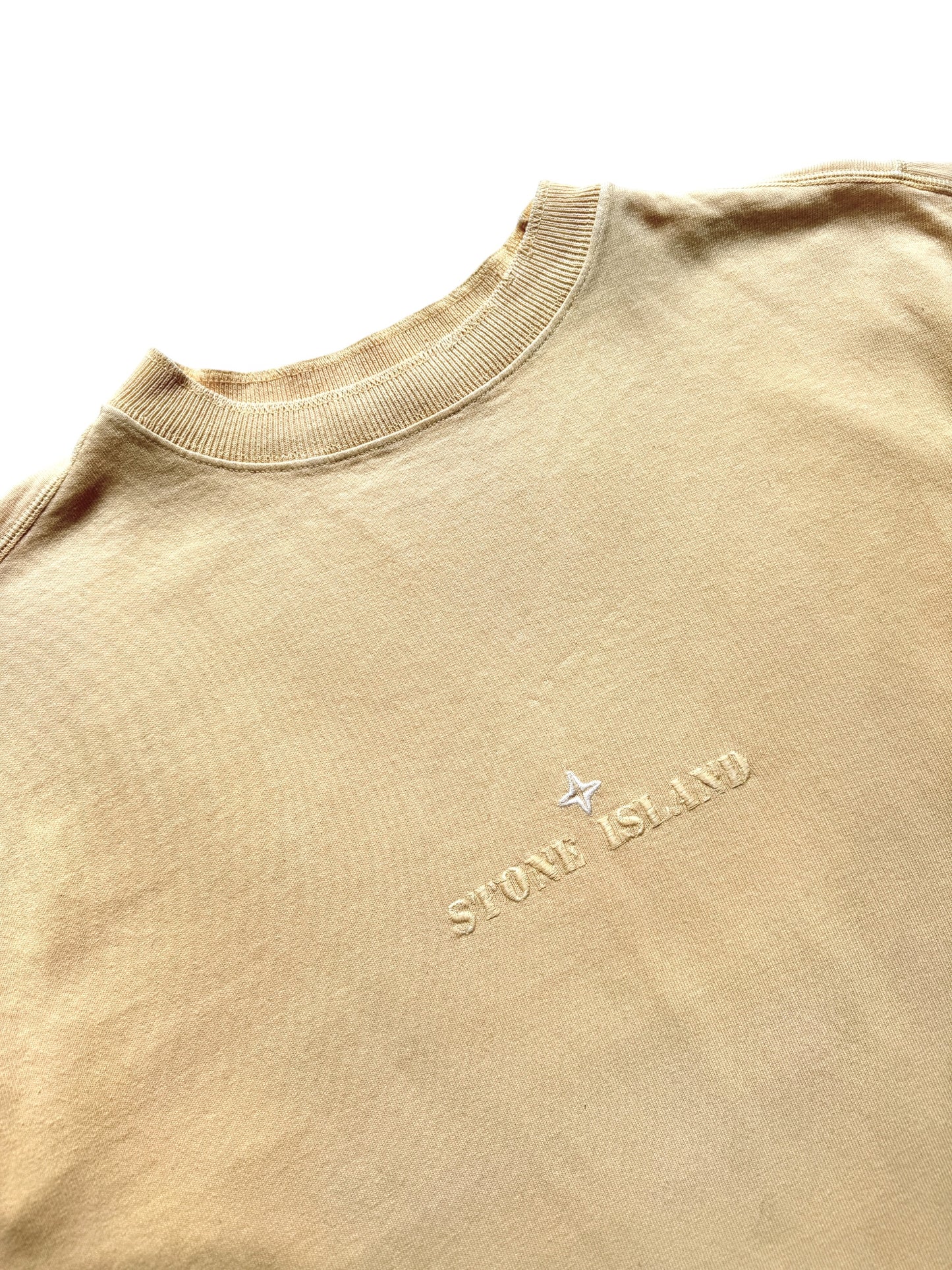 1990's Stone Island Light Yellow Spellout Tee