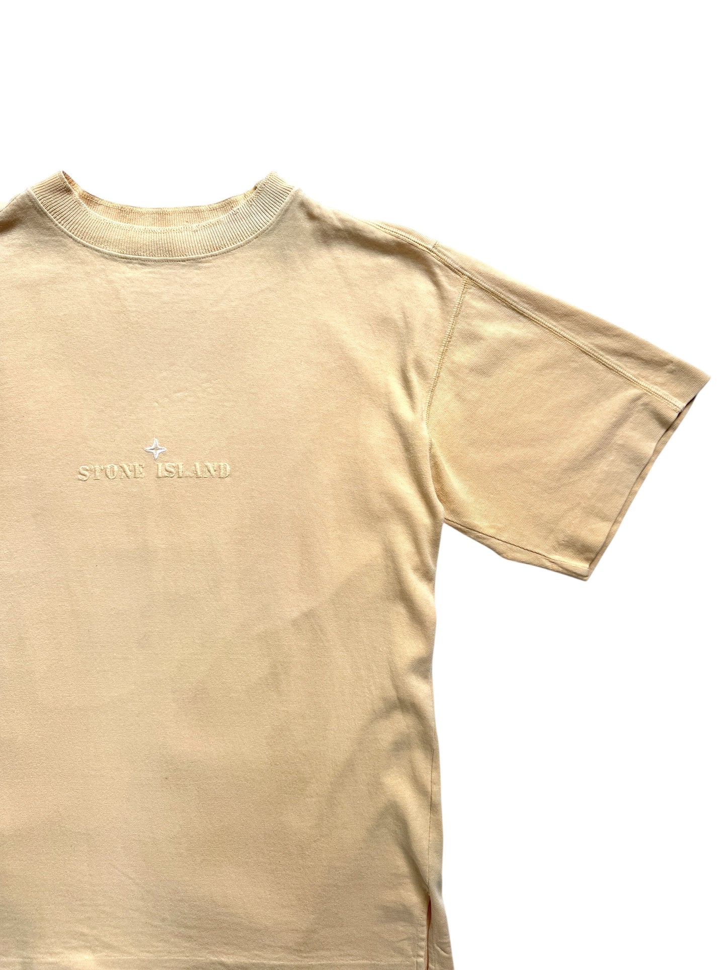 1990's Stone Island Light Yellow Spellout Tee