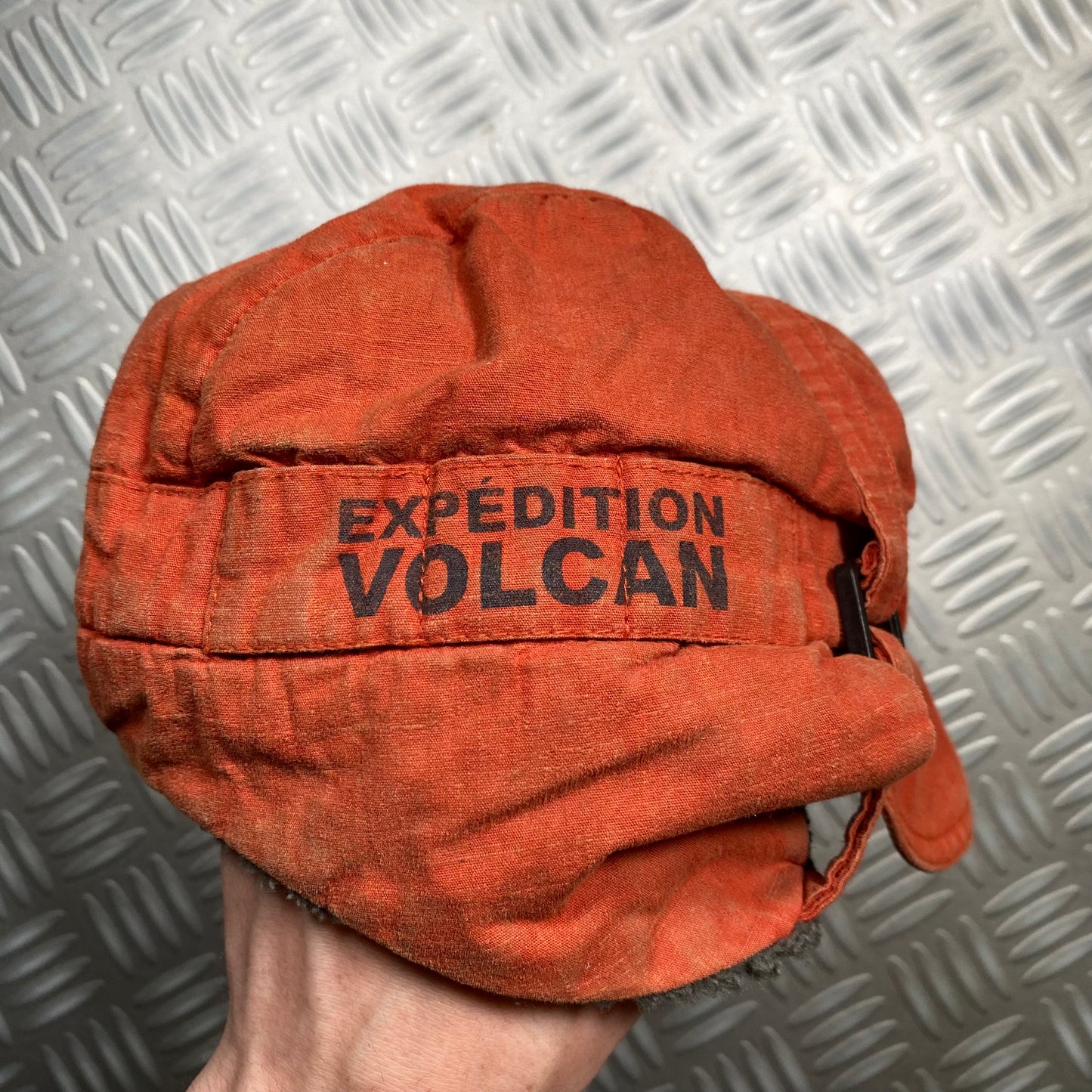 Vintage Orange Volcano Expedition Flight Cap