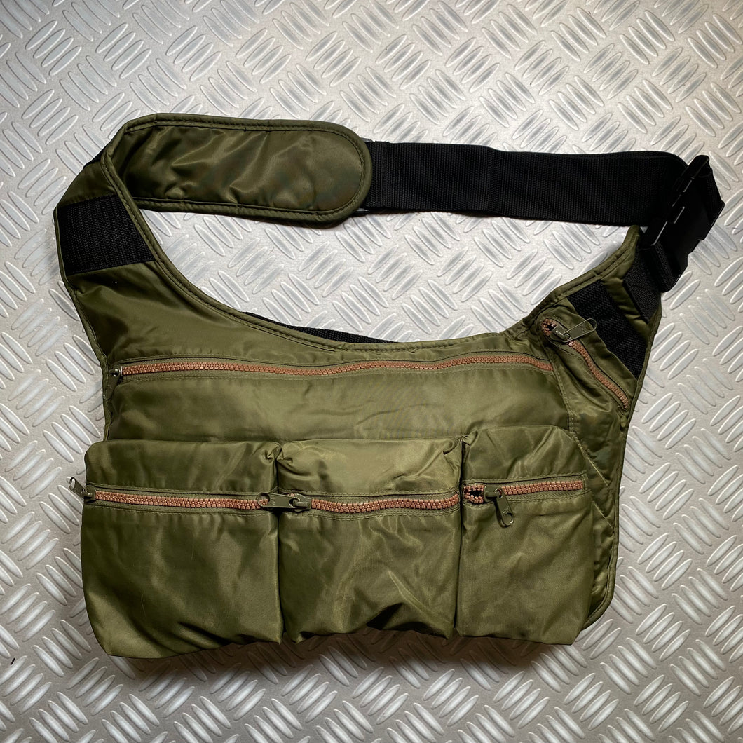 Vintage Khaki Multi-Pocket Utility Side Bag