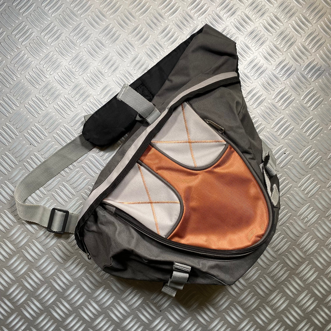 Vintage Grey/Orange Cross-Stitch Sling Side Bag