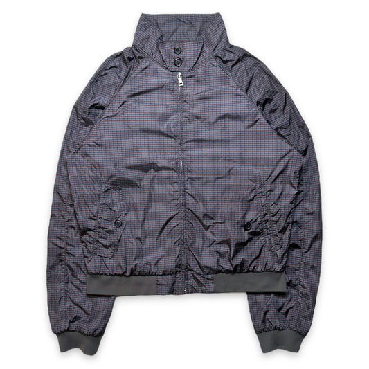 Blouson aviateur Prada Sport en nylon scintillant à carreaux noirs - Moyen
