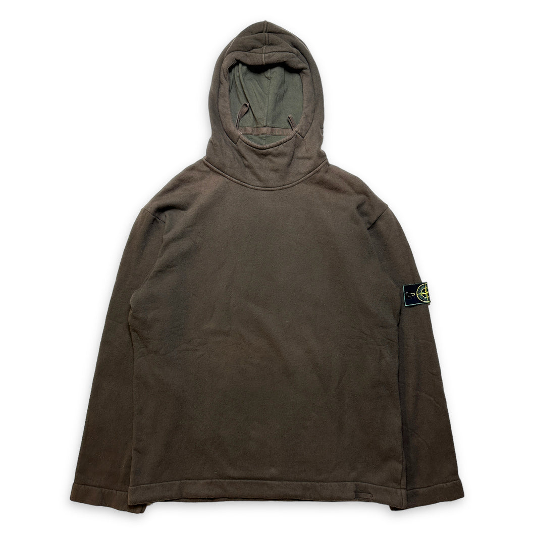 1990's Stone Island Dark Chocolate Brown Hooded Jumper - Extra Large / Extra Extra Large