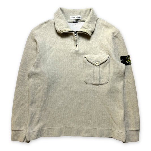 Début des années 2000 Stone Island Ribbed Cotton Quarter Zip - Petit / Moyen