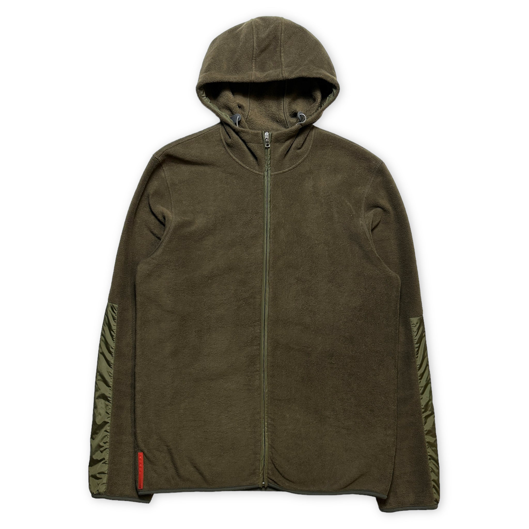 Early 2000's Prada Sport Khaki Nylon/Fleece Hooded Jacket - Extra