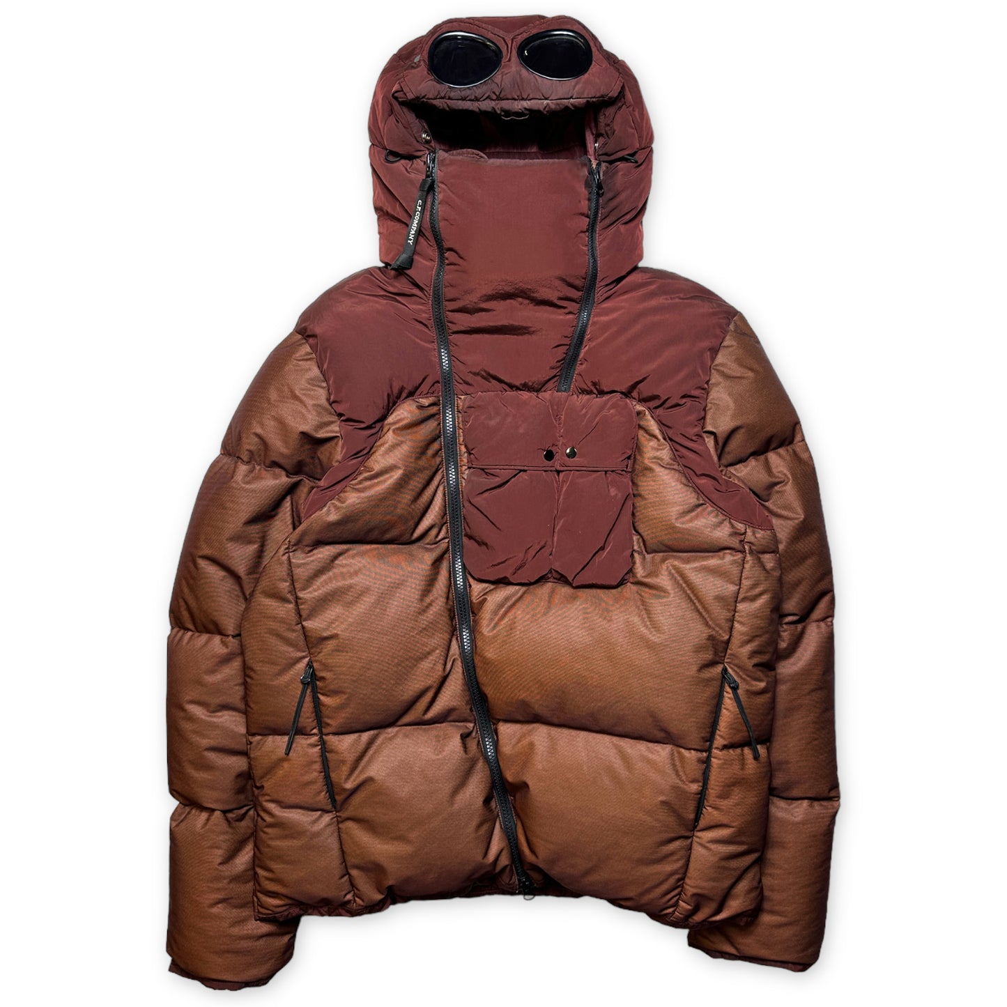 CP Company Burgundy Bi-Mesh Down Goggle Jacket - Medium / Large