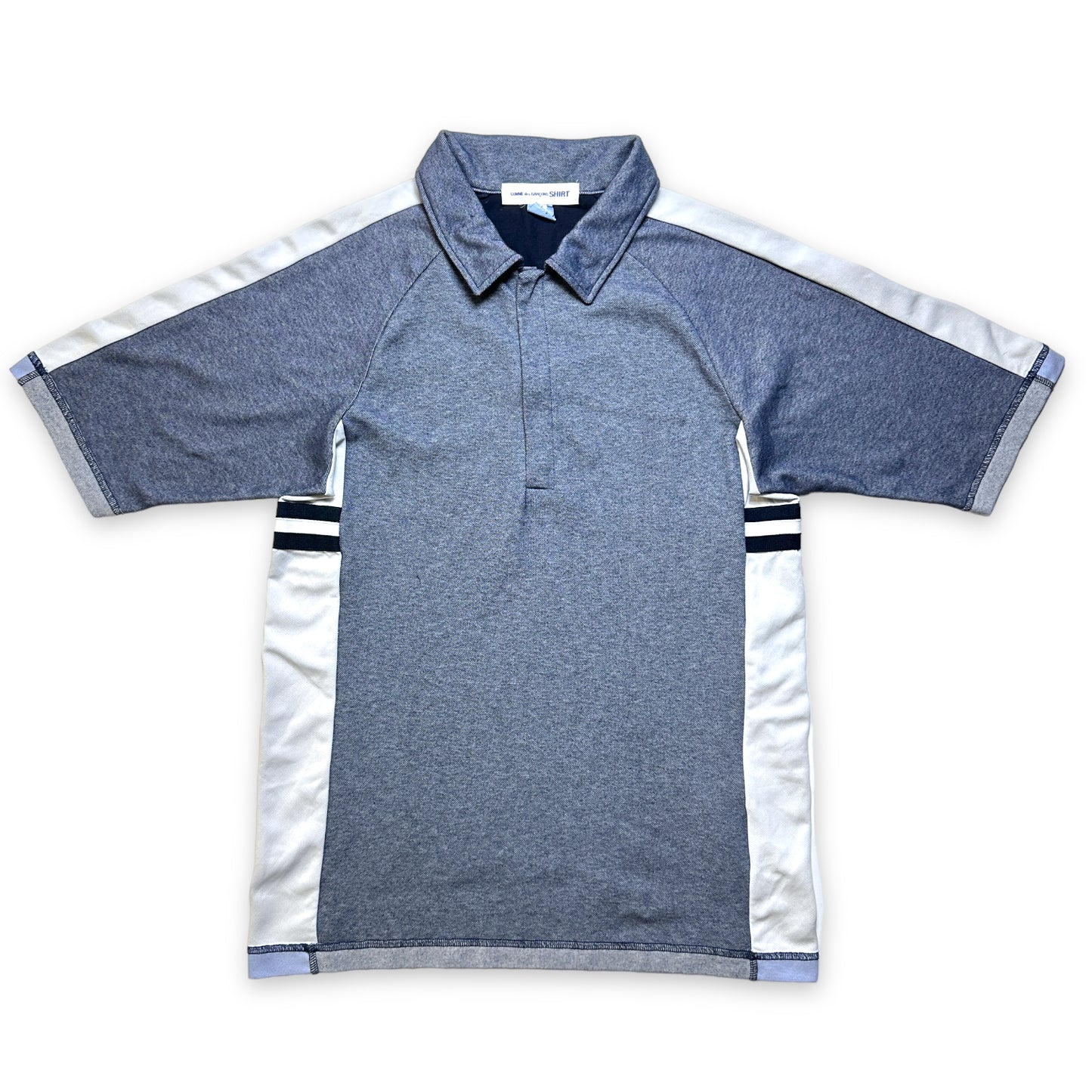 Comme Des Garcons Split Panel Navy Polo - Medium