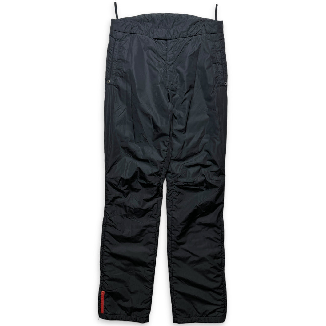 SS99' Prada Sport Pantalon de survêtement en nylon rembourré noir jais - Taille 32