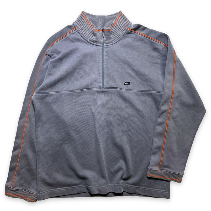 Early 2000's Nike Grey/Orange Piped 1/4 Zip - Extra Large