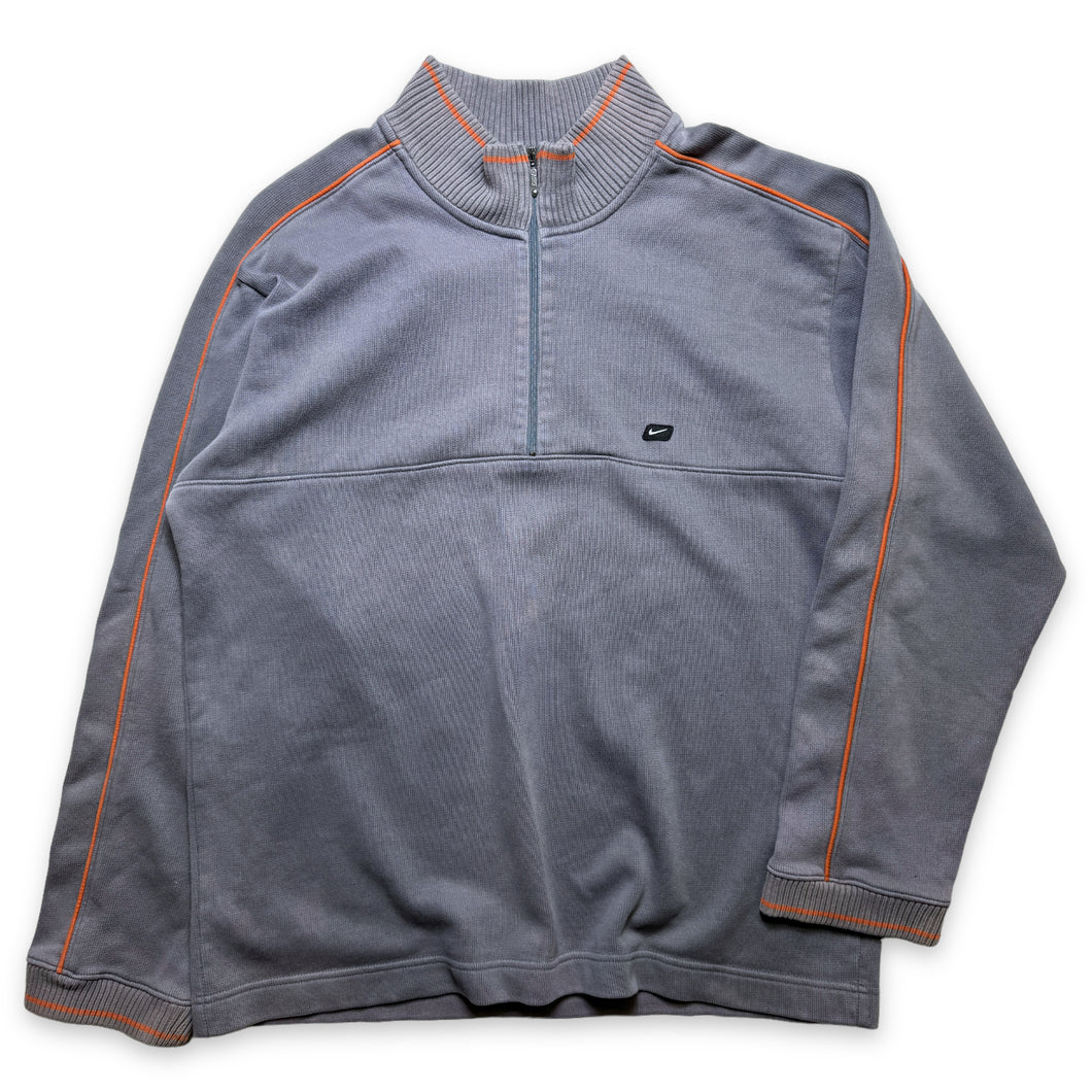 Early 2000's Nike Grey/Orange Piped 1/4 Zip - Extra Large