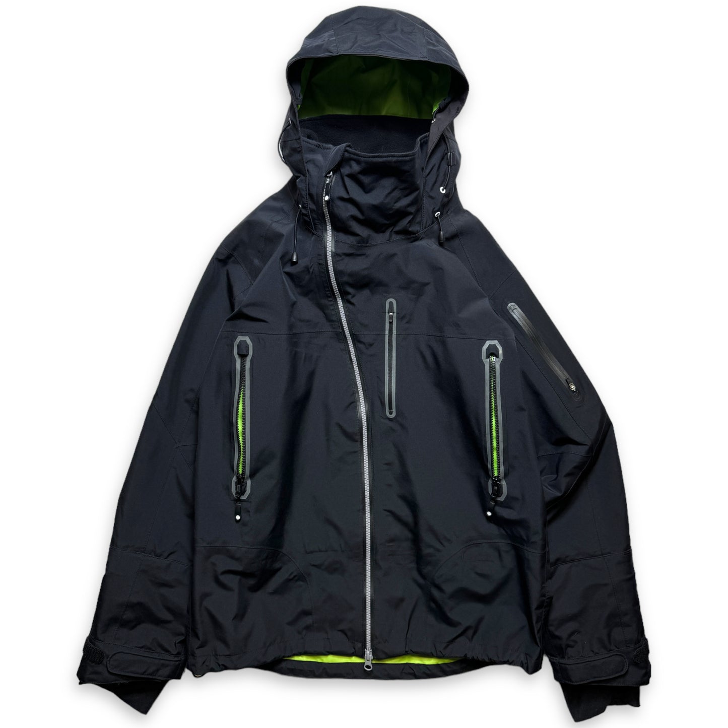 AW11' Stüssy x Afdice Jet Black Asymmetric Zip Technical Gore-Tex Jacket