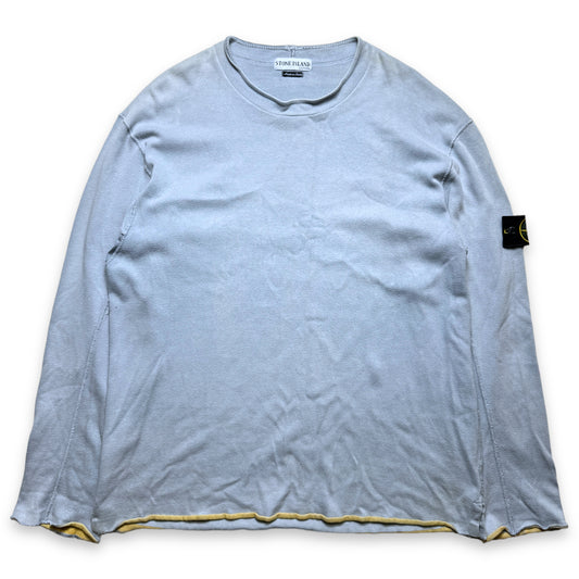 Stone Island Baby Blue Tricoté Crewneck du début des années 2000 - Extra Large