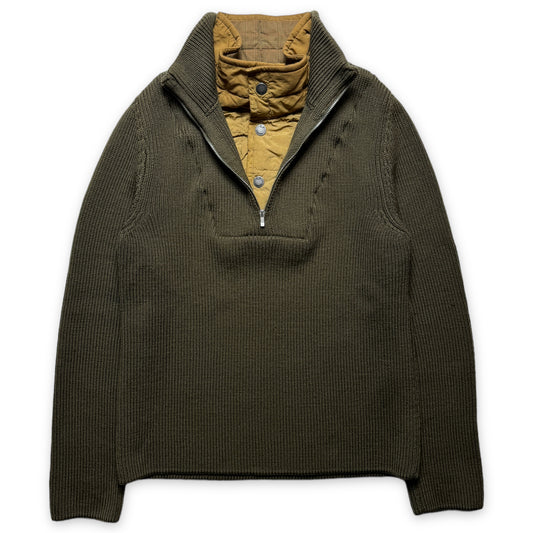 Début des années 2000 CP Company Rembourré Double Couche Encolure Quarter Zip Knit - Petit / Moyen