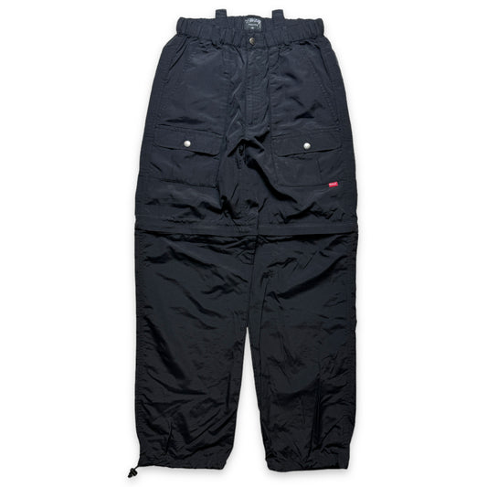 Pantalon cargo Stüssy Jet Black Ripstop 2in1 Zip Off du début des années 2000 - Taille 30"