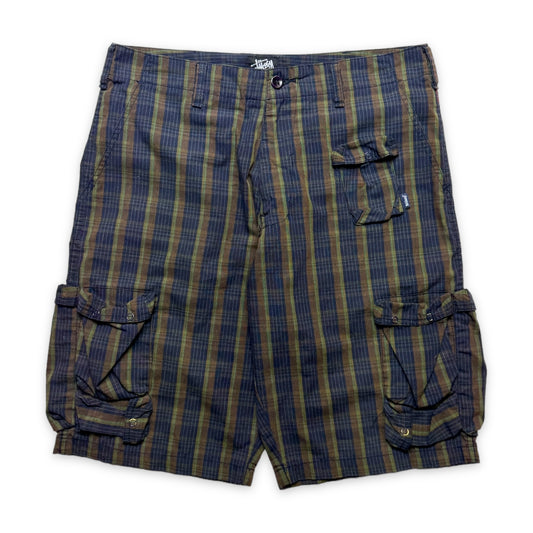 Early 2000's Stüssy Plaid Cargo Shorts - 32" Waist