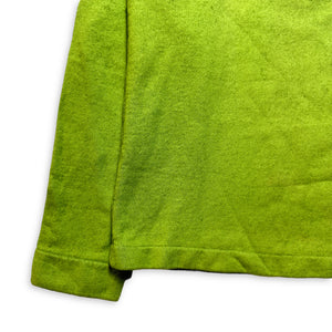 1990's Stone Island Bright Volt Green Panelled Mock Neck Sweatshirt - Medium