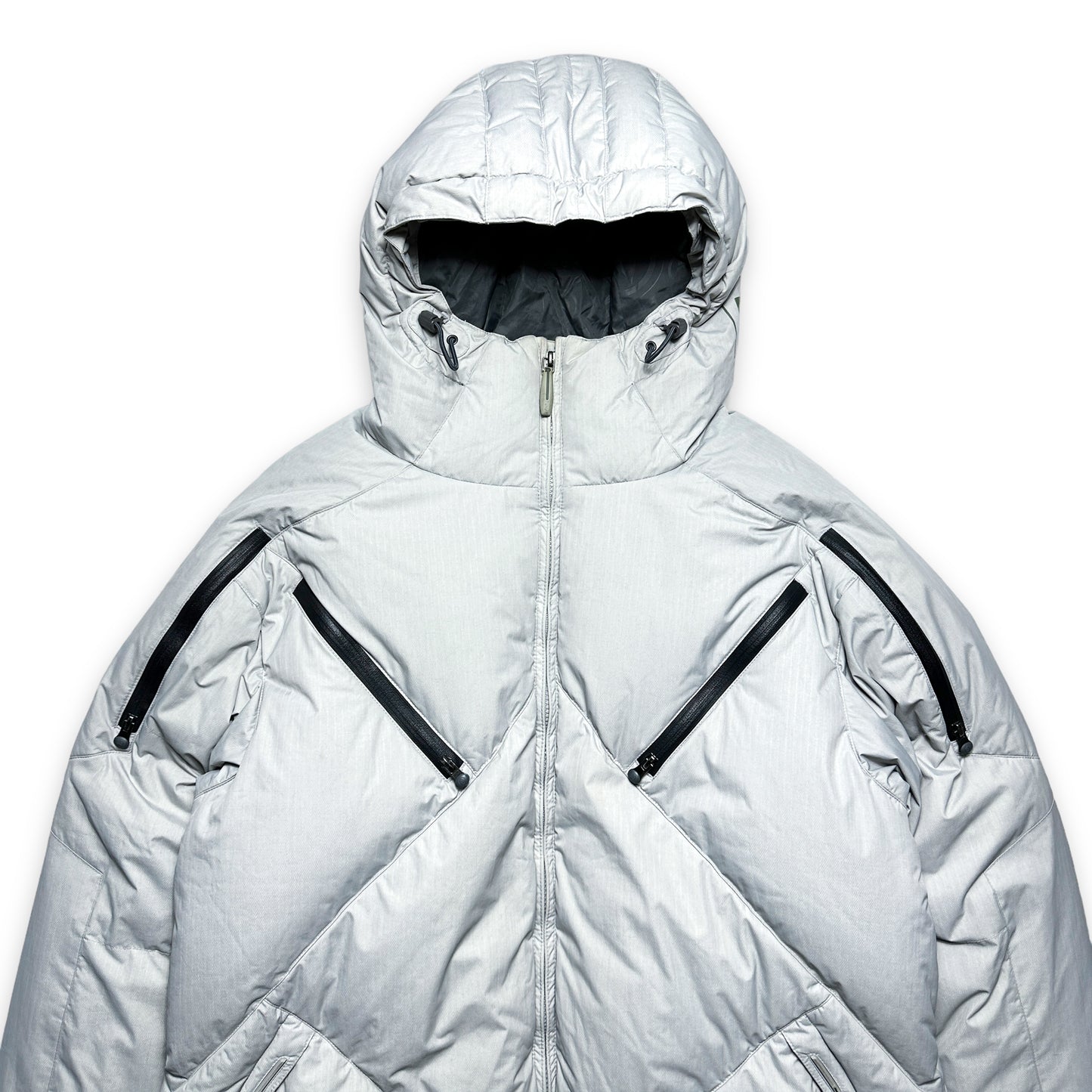 Analog Heavy Duty Light Grey Taped Zip Multi Pocket Down Jacket