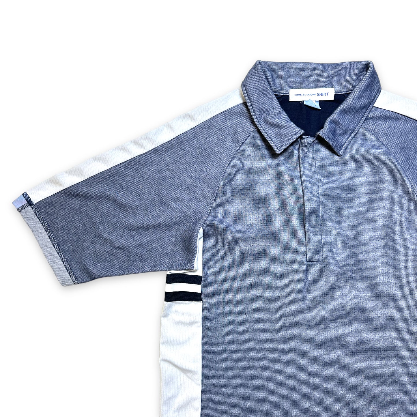 Comme Des Garcons Split Panel Navy Polo - Medium