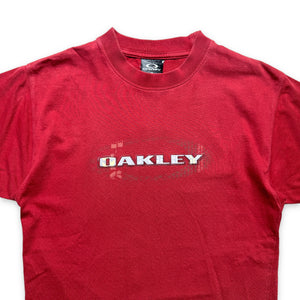 Oakley Bright Red Spellout Tee du début des années 2000 - Petit