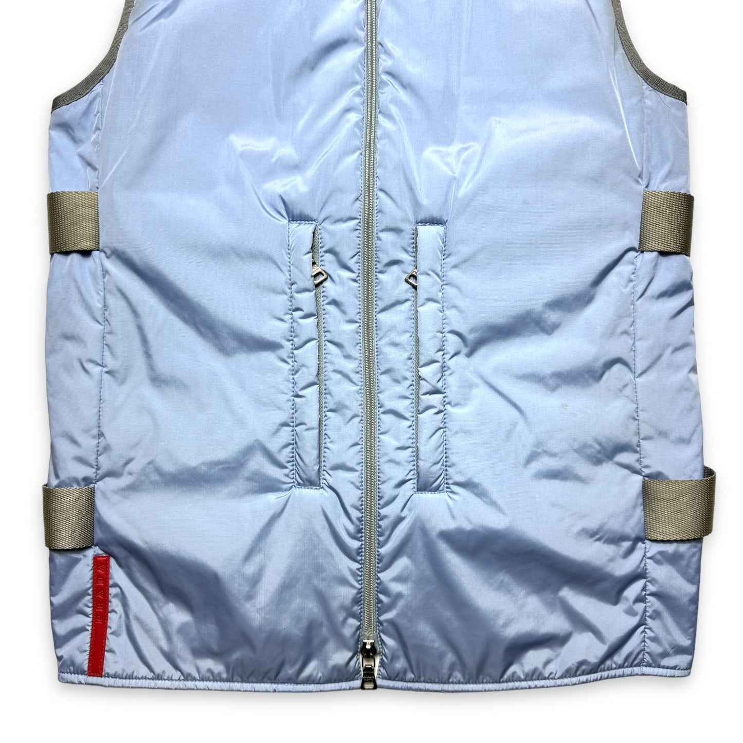 SS99' Prada Sport Baby Blue Padded Nylon Bondage Strap Vest - Medium