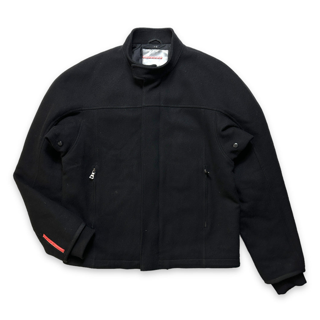Prada Sport Jet Black Wool Jacket - Medium